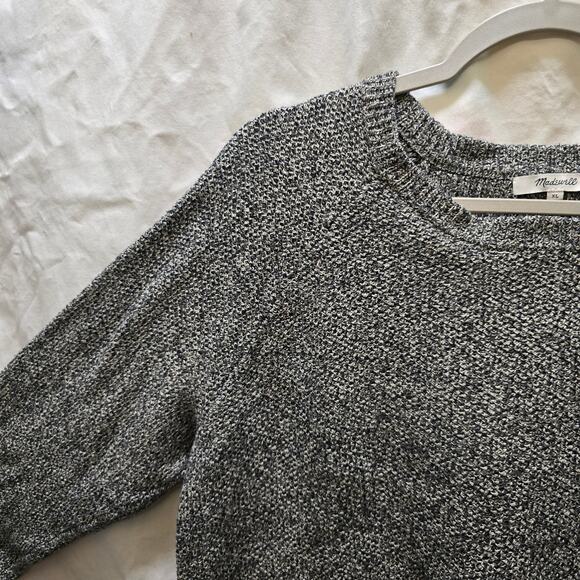 Madewell black white speckled heathered crossover back crewneck sweater XL - Picture 4 of 12